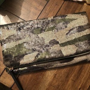 Sequined Camo Clutch